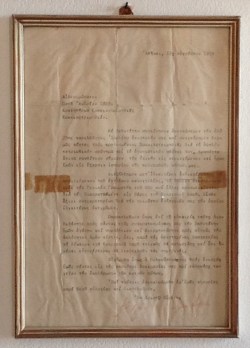 The letter from Archbishop Makarios III to Father Andreas while he was jailed in Pyla between 1957-59
